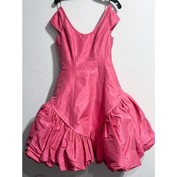 Vintage Betsey Johnson Dress Evening Party Prom Bright Pink Taffeta Bubble Pouf - Picture 13 of 16